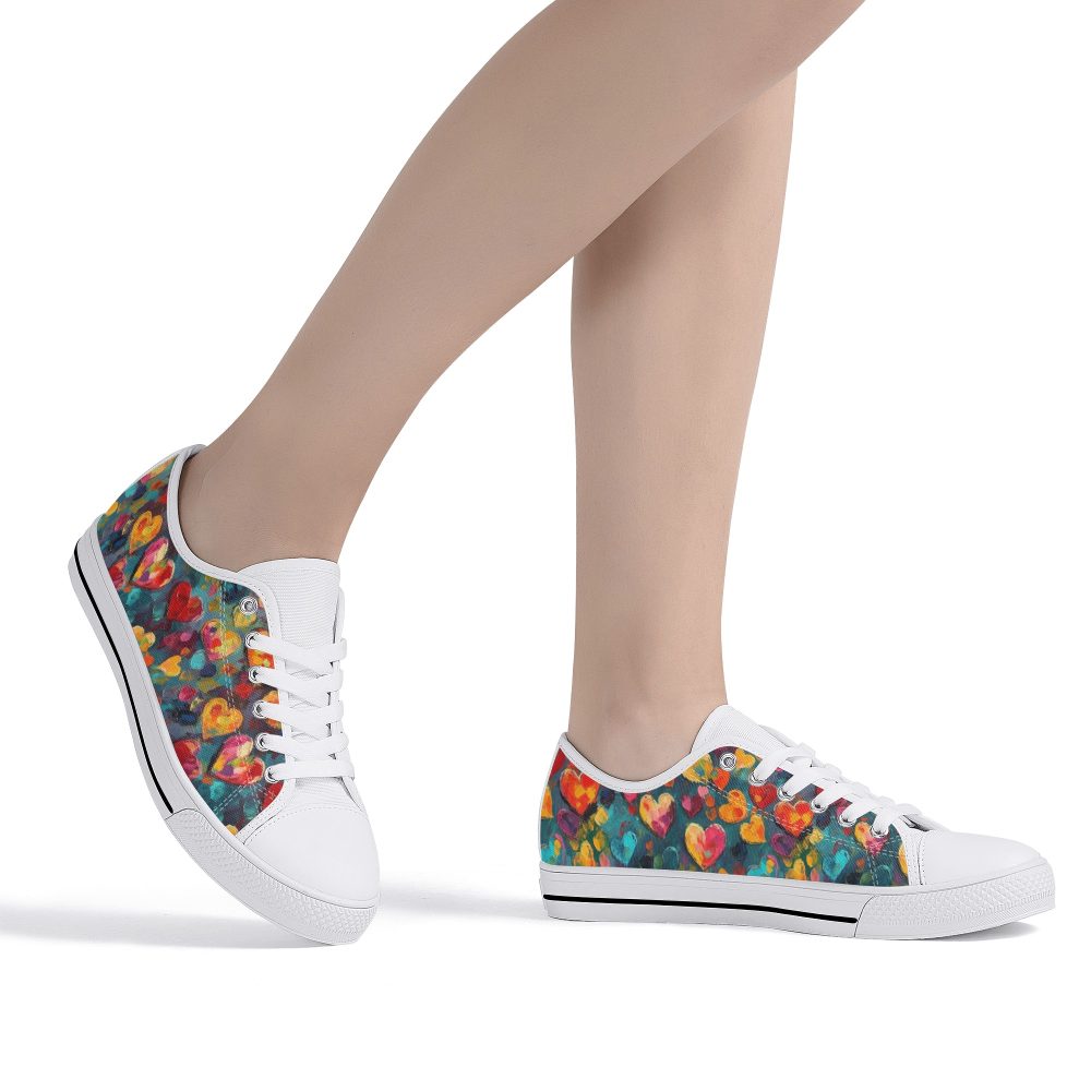 Colorful Heart Shape Women’s Low Top Casual Shoes