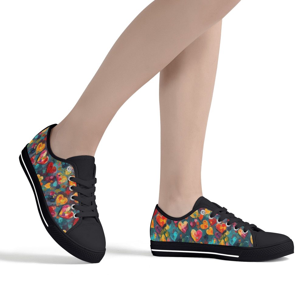 Colorful Heart Shape Women’s Low Top Casual Shoes