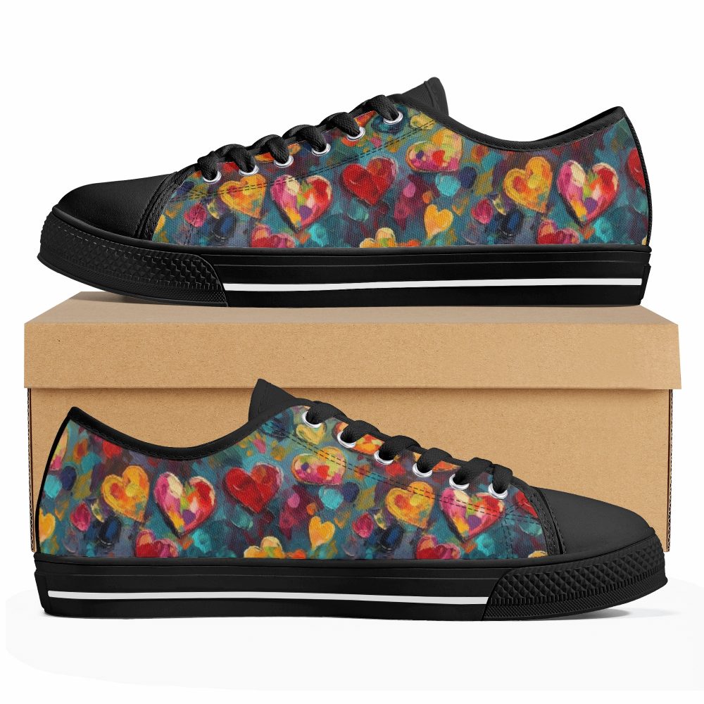 Colorful Heart Shape Women’s Low Top Casual Shoes