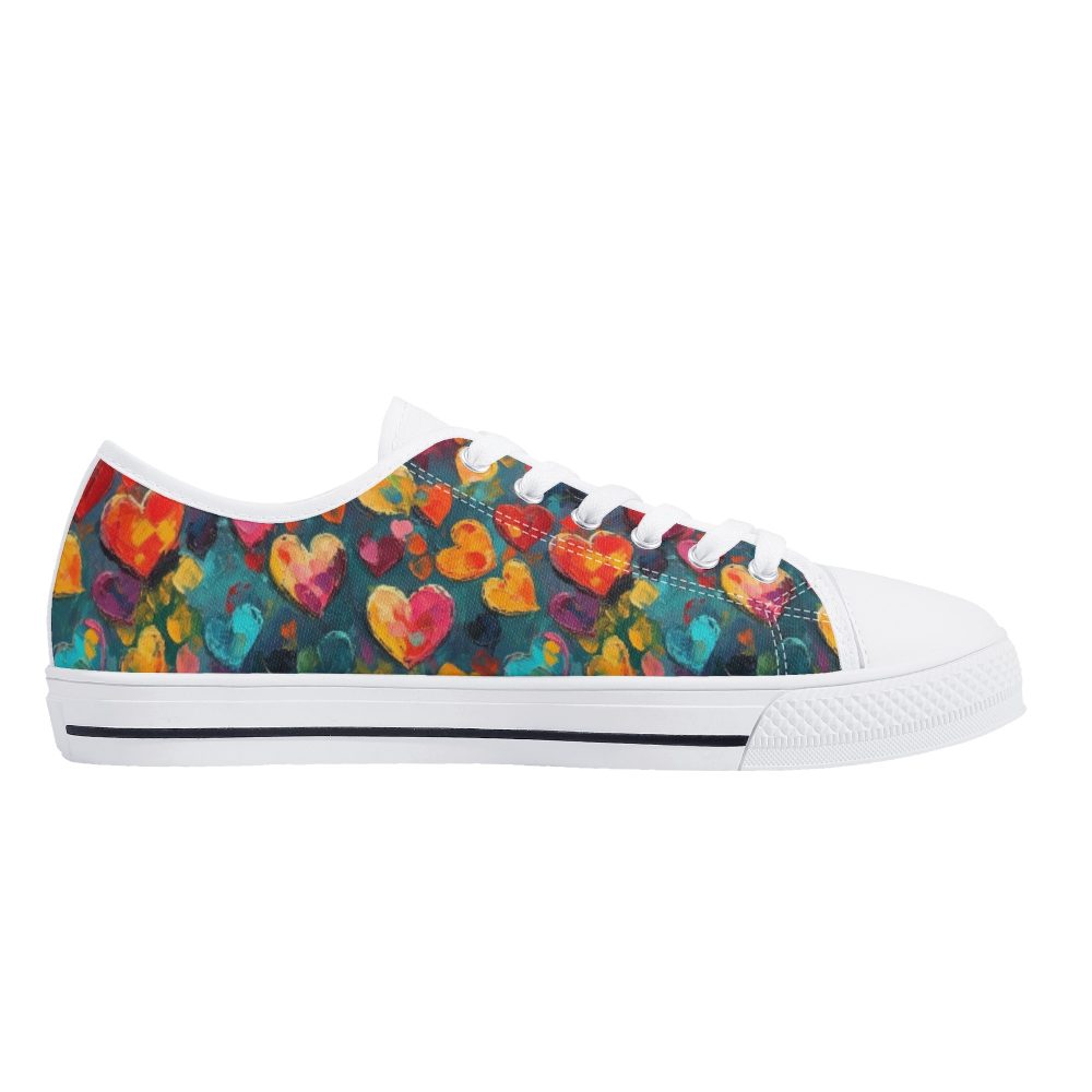 Colorful Heart Shape Women’s Low Top Casual Shoes