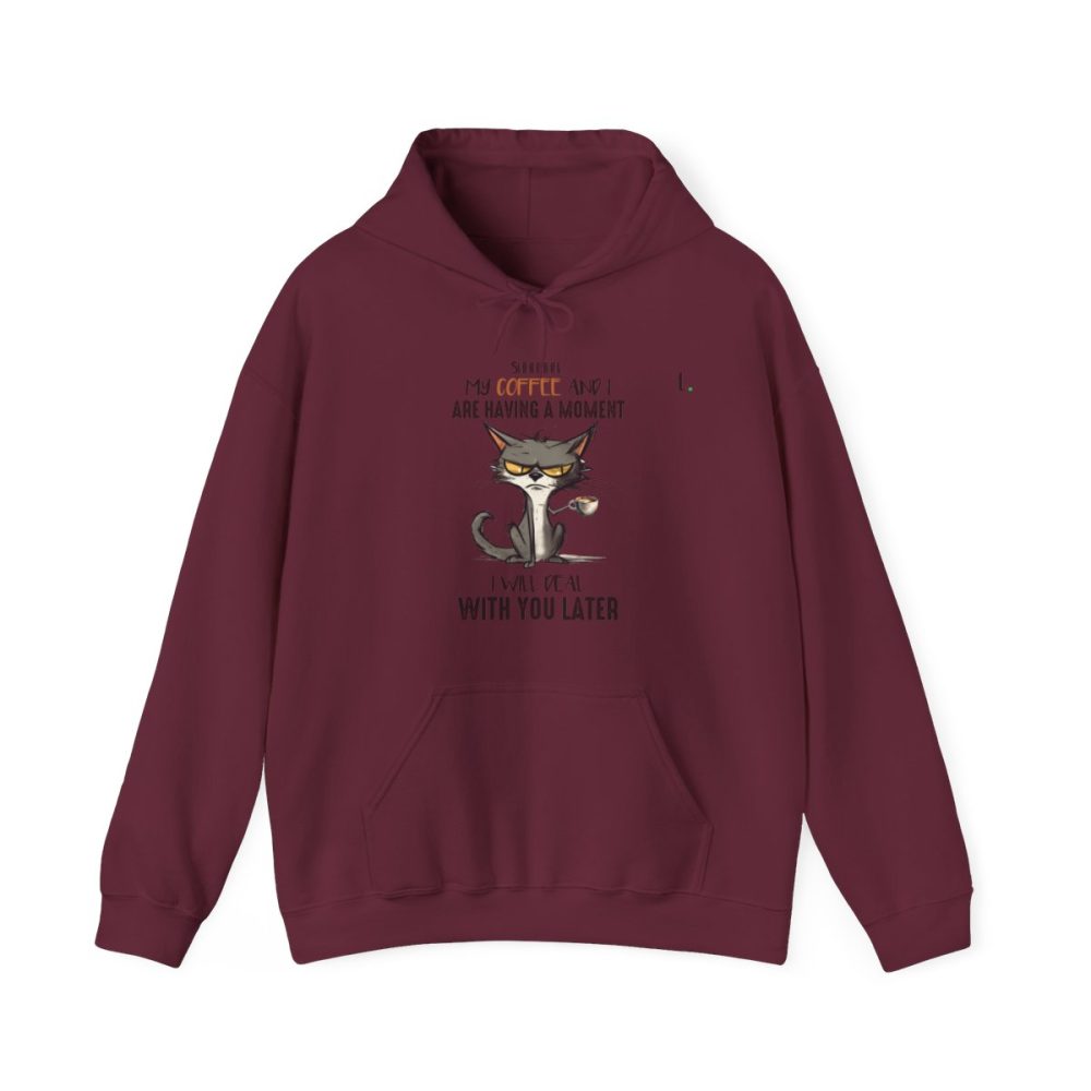 Funny Cat Drinking Coffee –  Unisex Hooded Sweatshirt