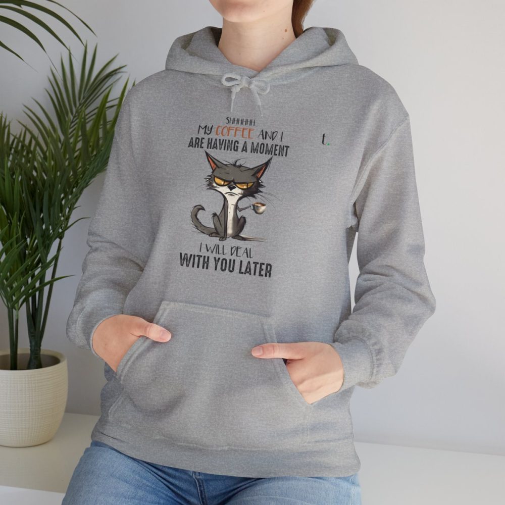 Funny Cat Drinking Coffee –  Unisex Hooded Sweatshirt