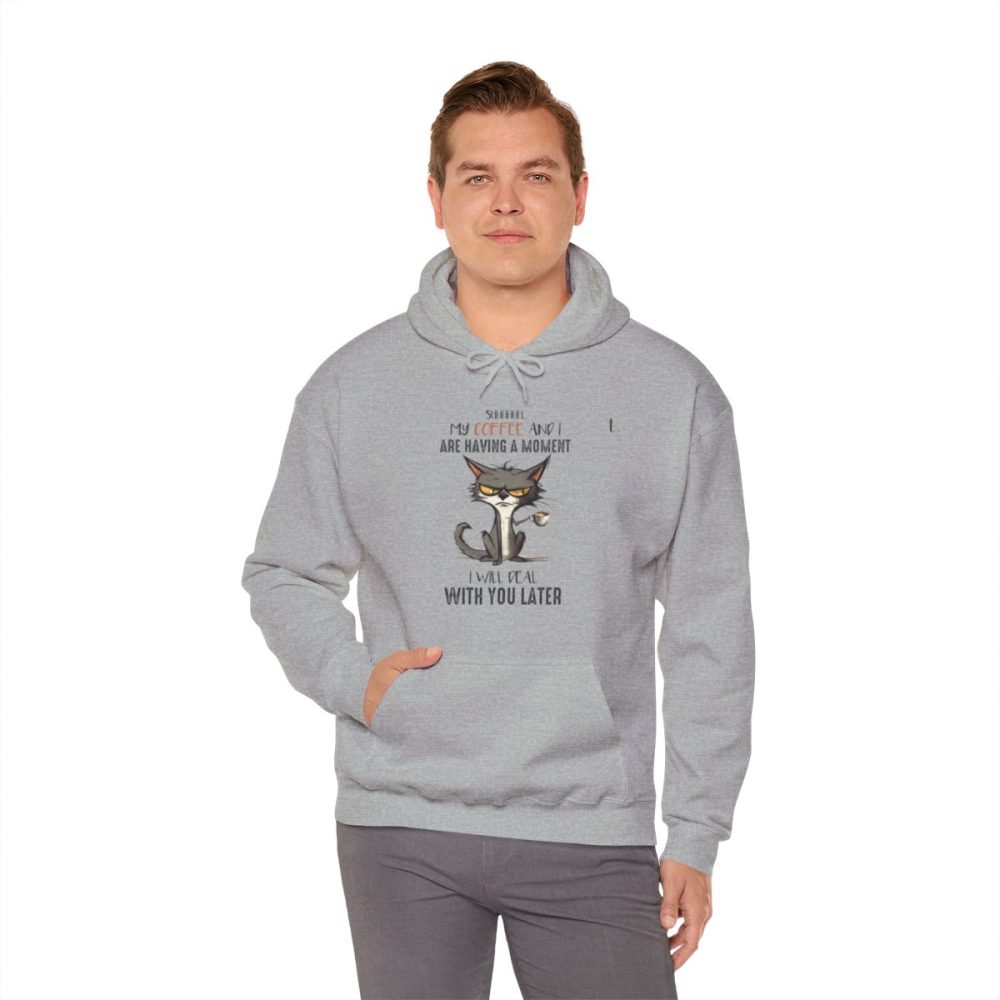 Funny Cat Drinking Coffee –  Unisex Hooded Sweatshirt