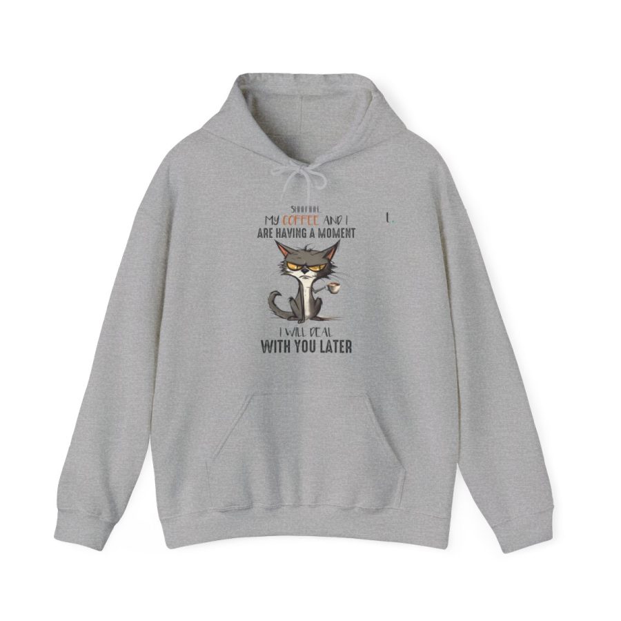 Funny Cat Drinking Coffee –  Unisex Hooded Sweatshirt