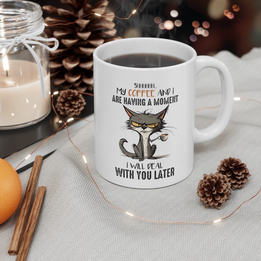 Funny Cat Drinking Coffe Mug