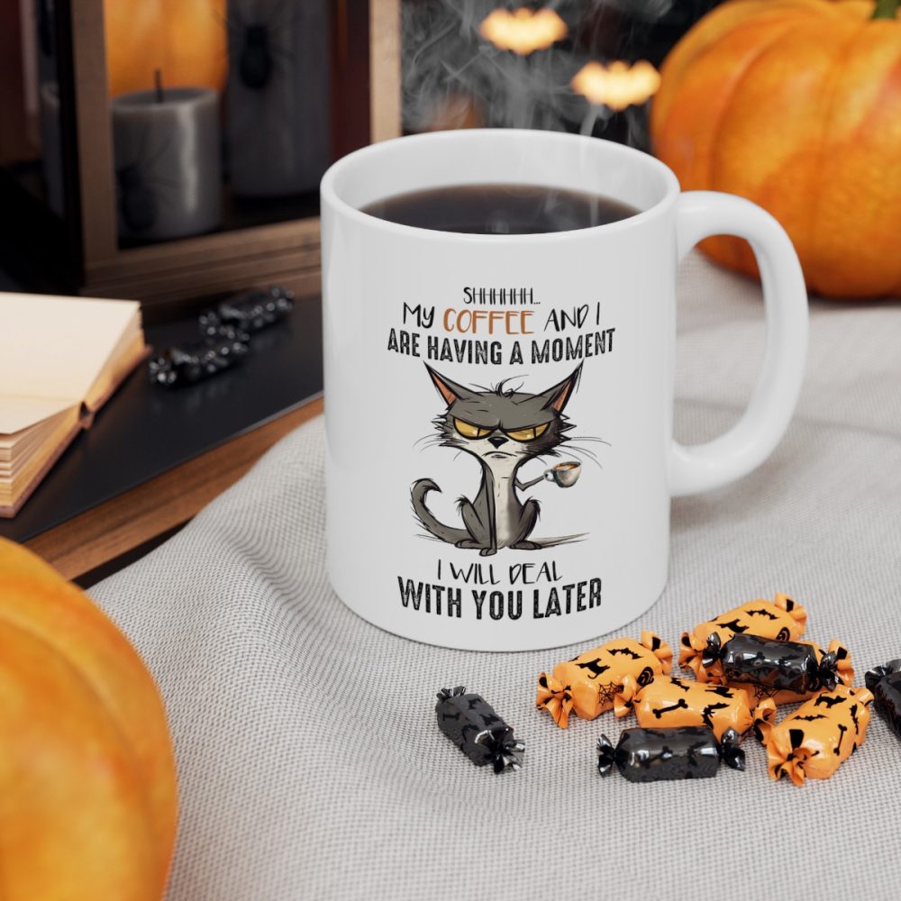 Funny Cat Drinking Coffe Mug