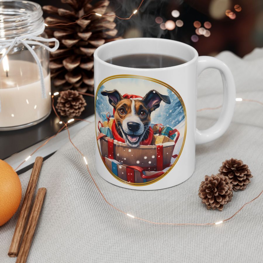 Christmas Jack Russell Dog Mug, Christmas and New Year Mug, Unique Gift, Animal and Pet Lovers Mug, Gift for Her, Gift for Him, Dog’s Mug