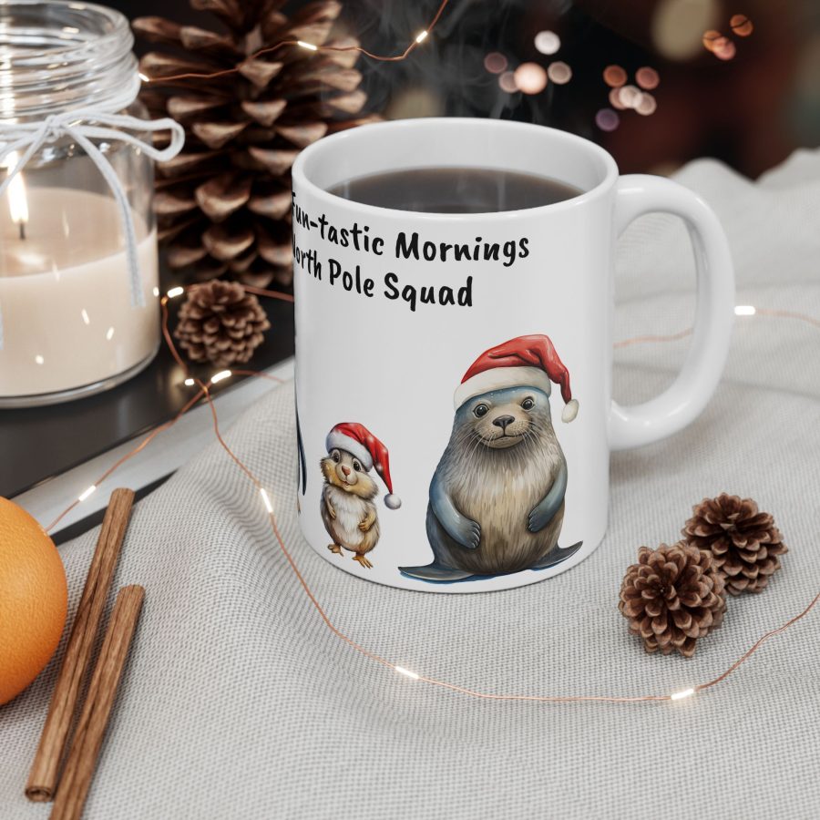 Sip and Smile with the North Pole Squad Mug, Unique Gift, Coffee Lovers Mug, Gift for Her, Gift for Him, Funny and Cute Arctic Animals Mug