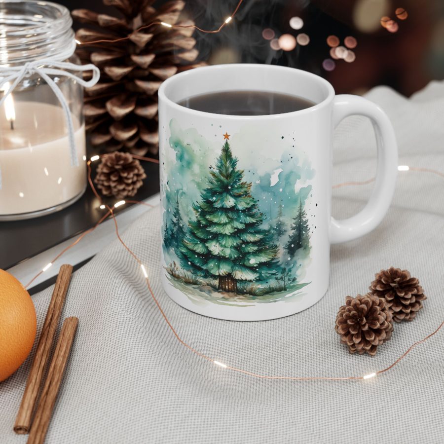 Beautiful Christmas Tree Mug, Christmas Present Mug, Unique Gift, Coffee Lovers Mug, Gift for Her, Gift for Him, Inspirational Mug