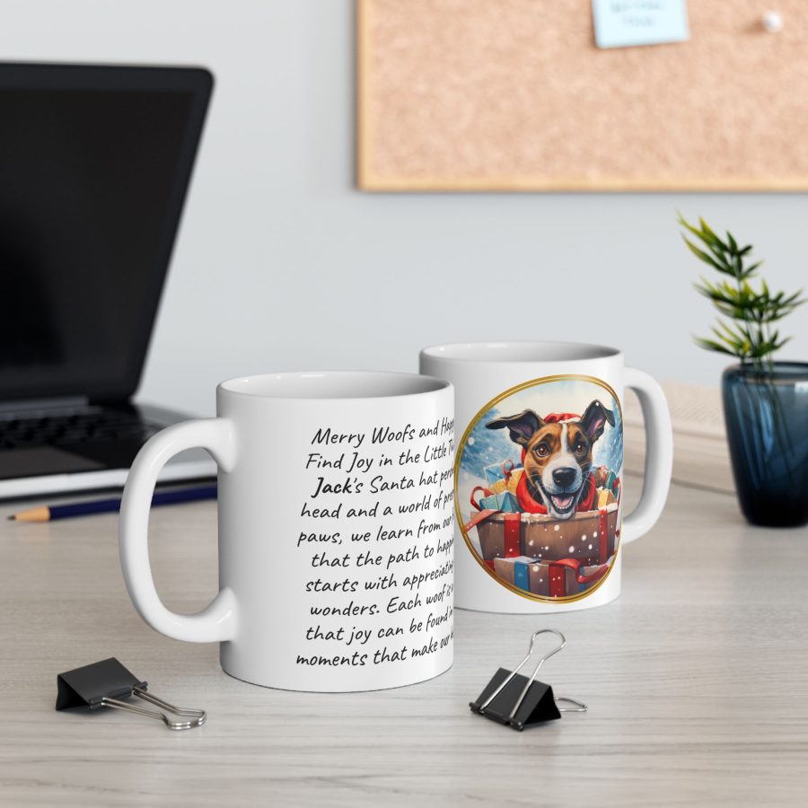 Christmas Jack Russell Dog Mug, Christmas and New Year Mug, Unique Gift, Animal and Pet Lovers Mug, Gift for Her, Gift for Him, Dog’s Mug